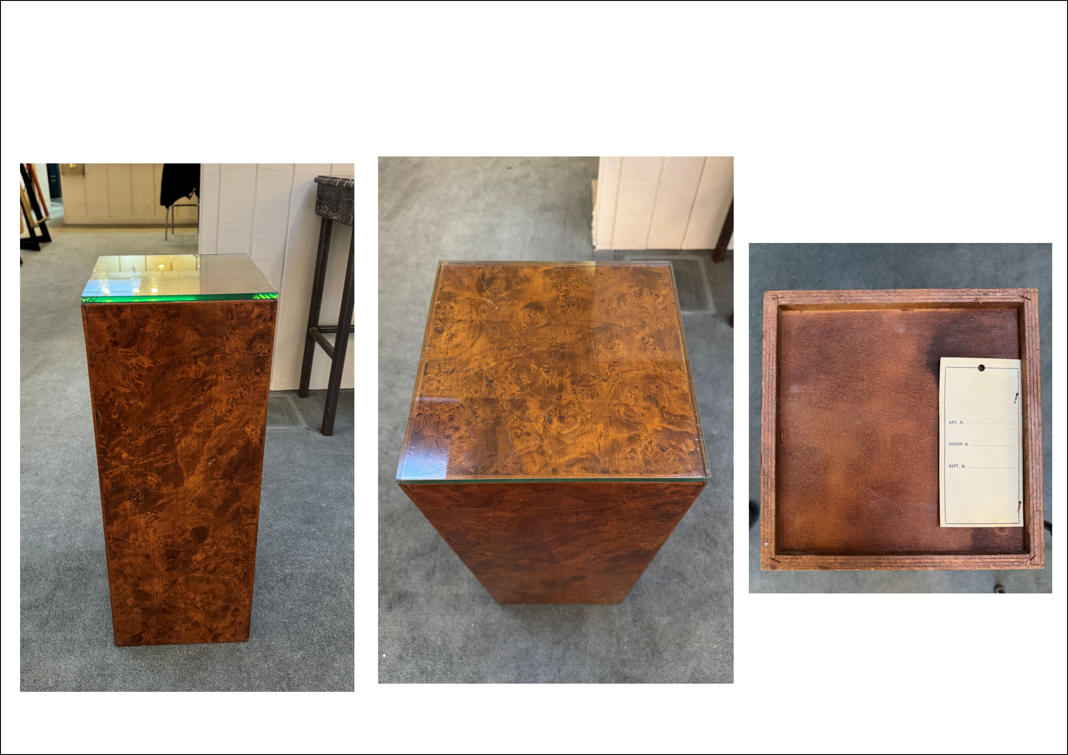 Burlwood Veneer Plinth Pedestal