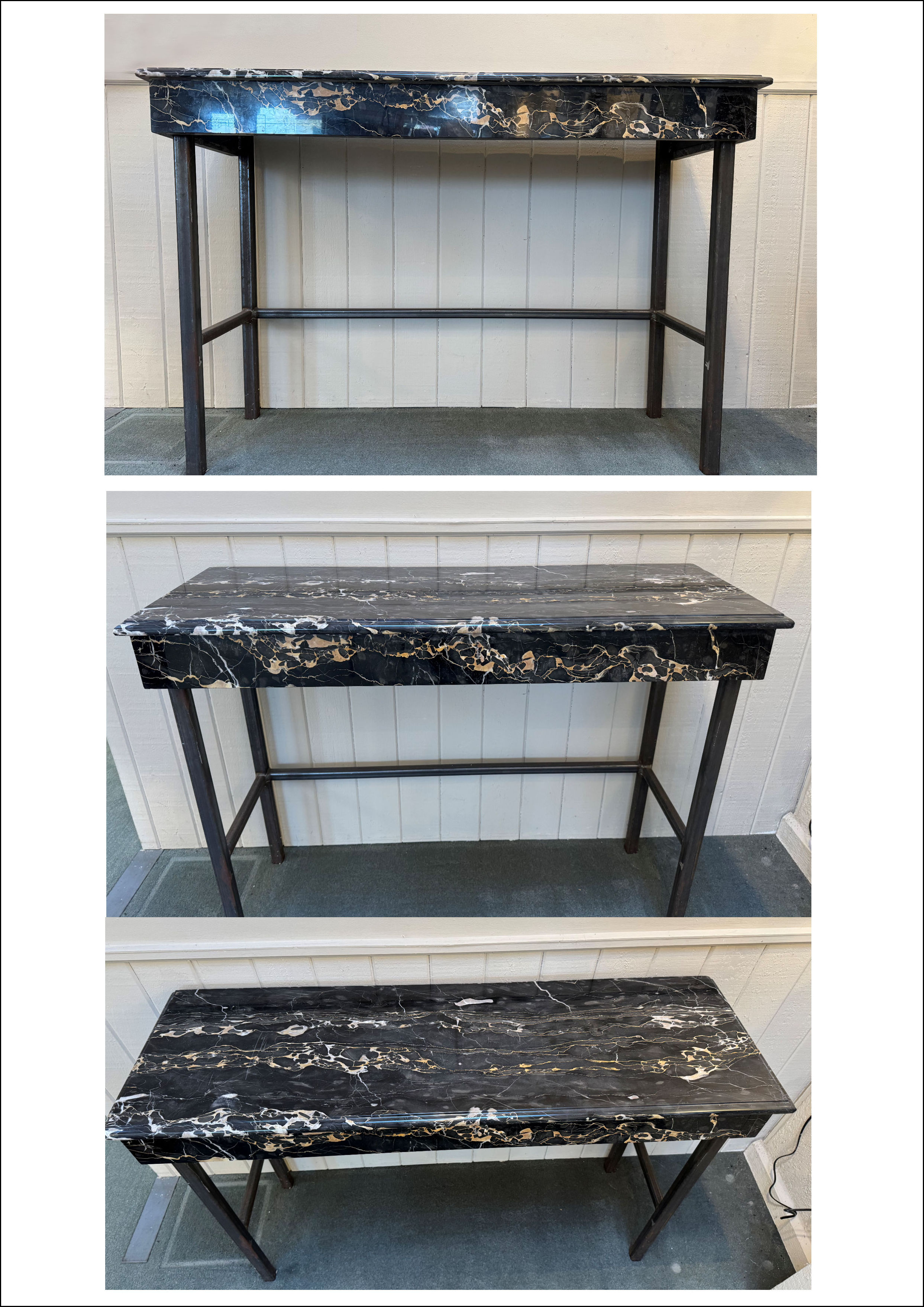 Marble & Steel Console Table 33in H