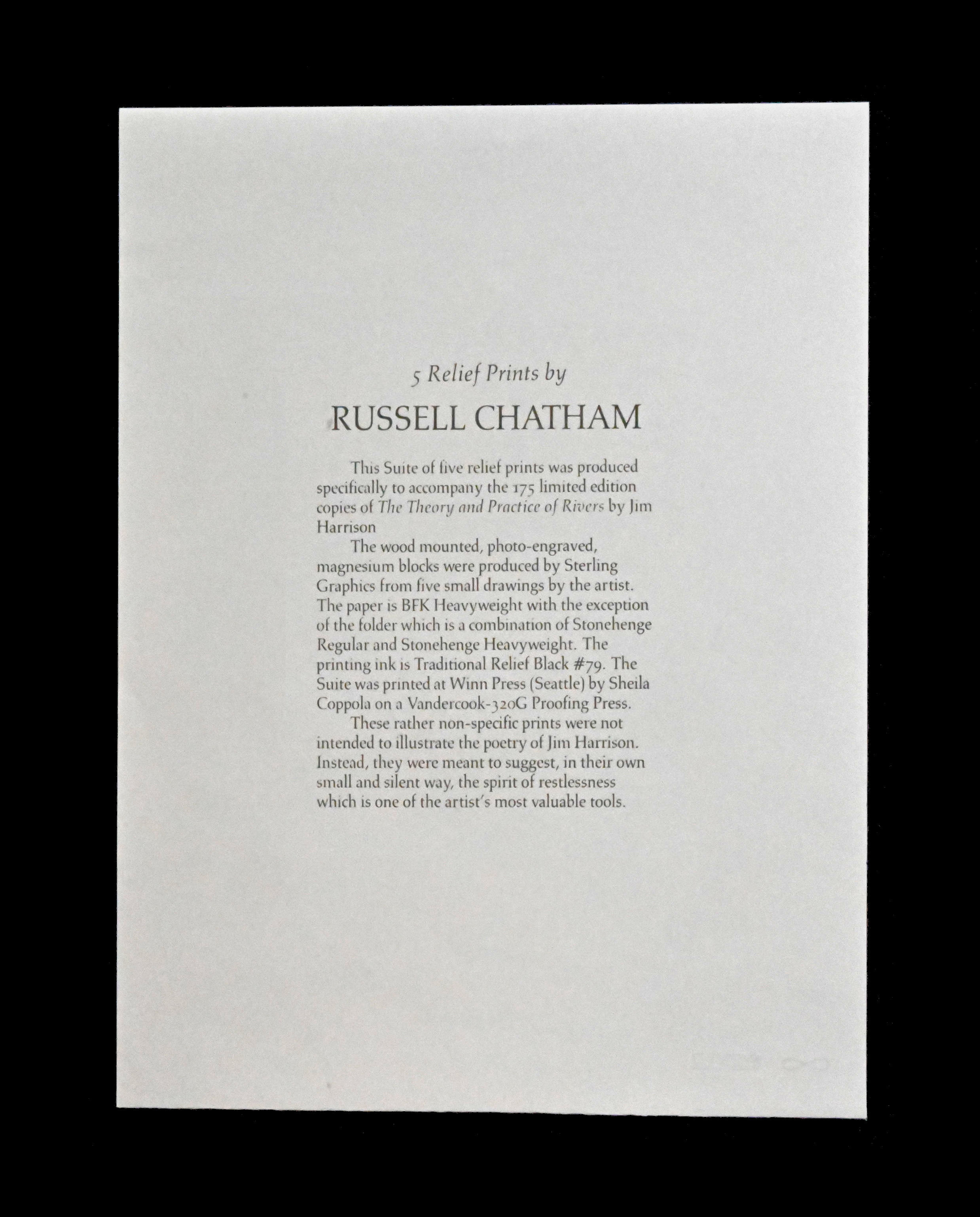 Russel Chatham - Statement