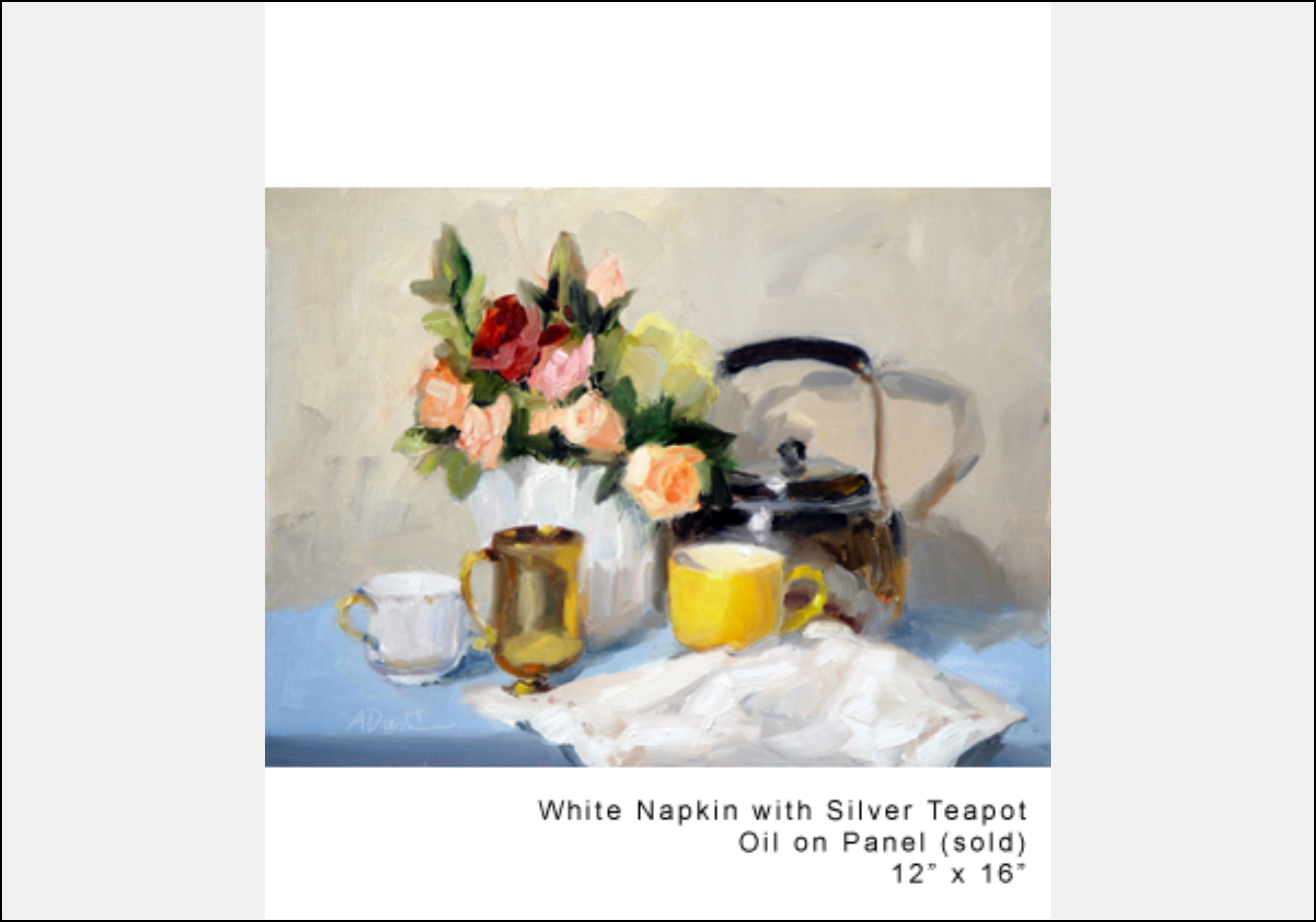 White Napkin with Silver Teapot